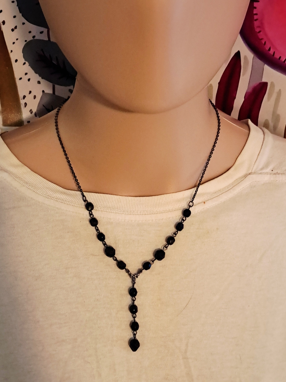 2028 By 1928 Faceted Black Beaded Black Chain Y Necklace